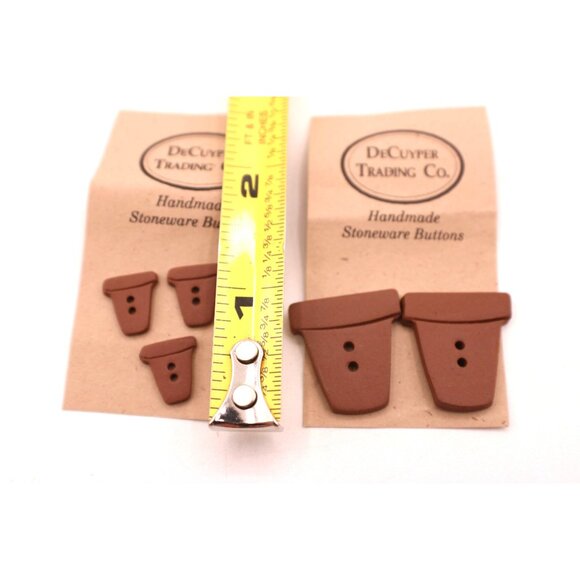 Handmade Stoneware Buttons Brown Terracotta Plant Pot Design By DeCuyper Trading - Picture 7 of 7